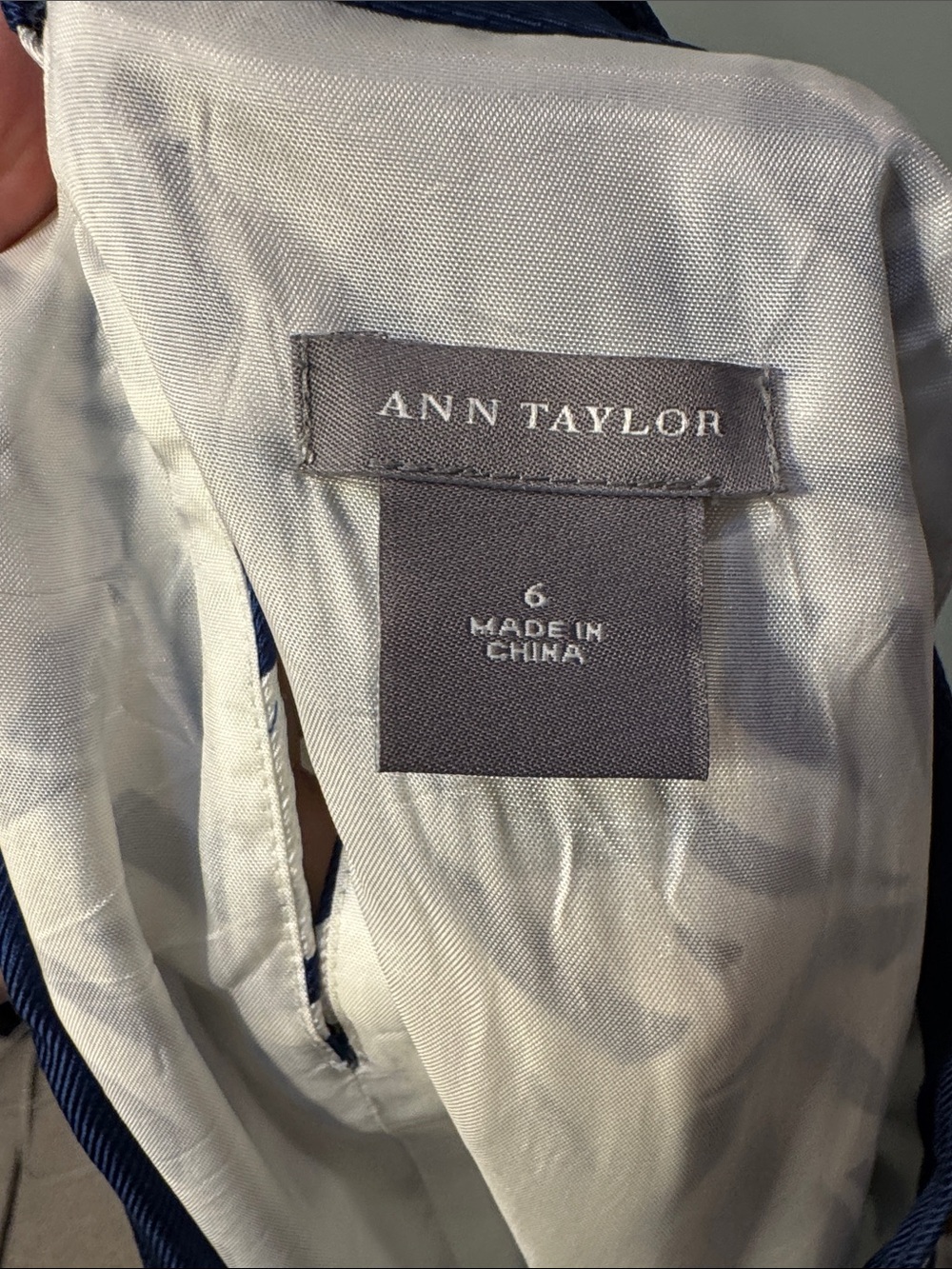 Ann Taylor Silk Navy and White Patterned Halter Midi Dress - Picture 10 of 11
